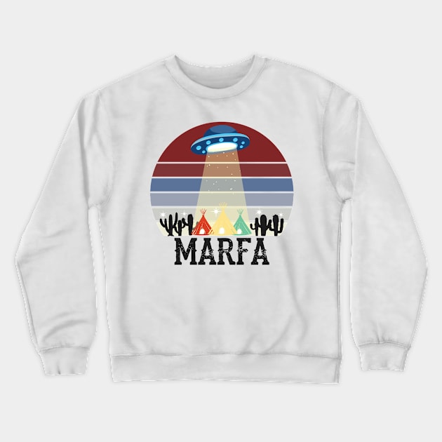 Marfa TX Ghost Lights Festival UFO Texas Art Crewneck Sweatshirt by alltheprints